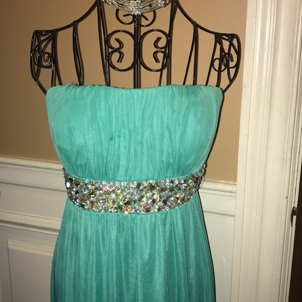 Teal Strapless Dress